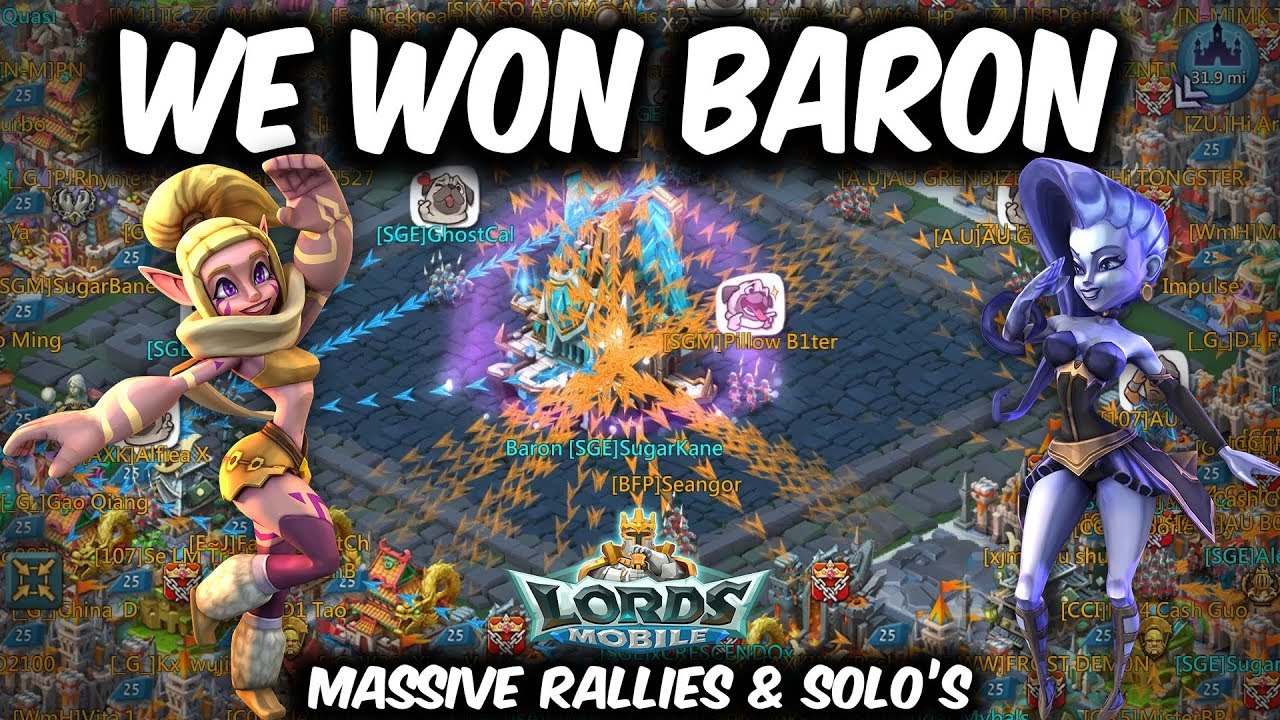 We won Baron SugarKane Vs Gao Massive Rallies & Solos  - Lords Mobile