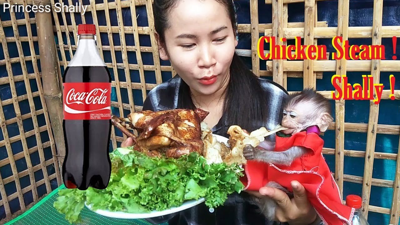 My Princess Shally Helps And Enjoys Steam Chicken With Coca Cola/ Chicken Steam Recipe