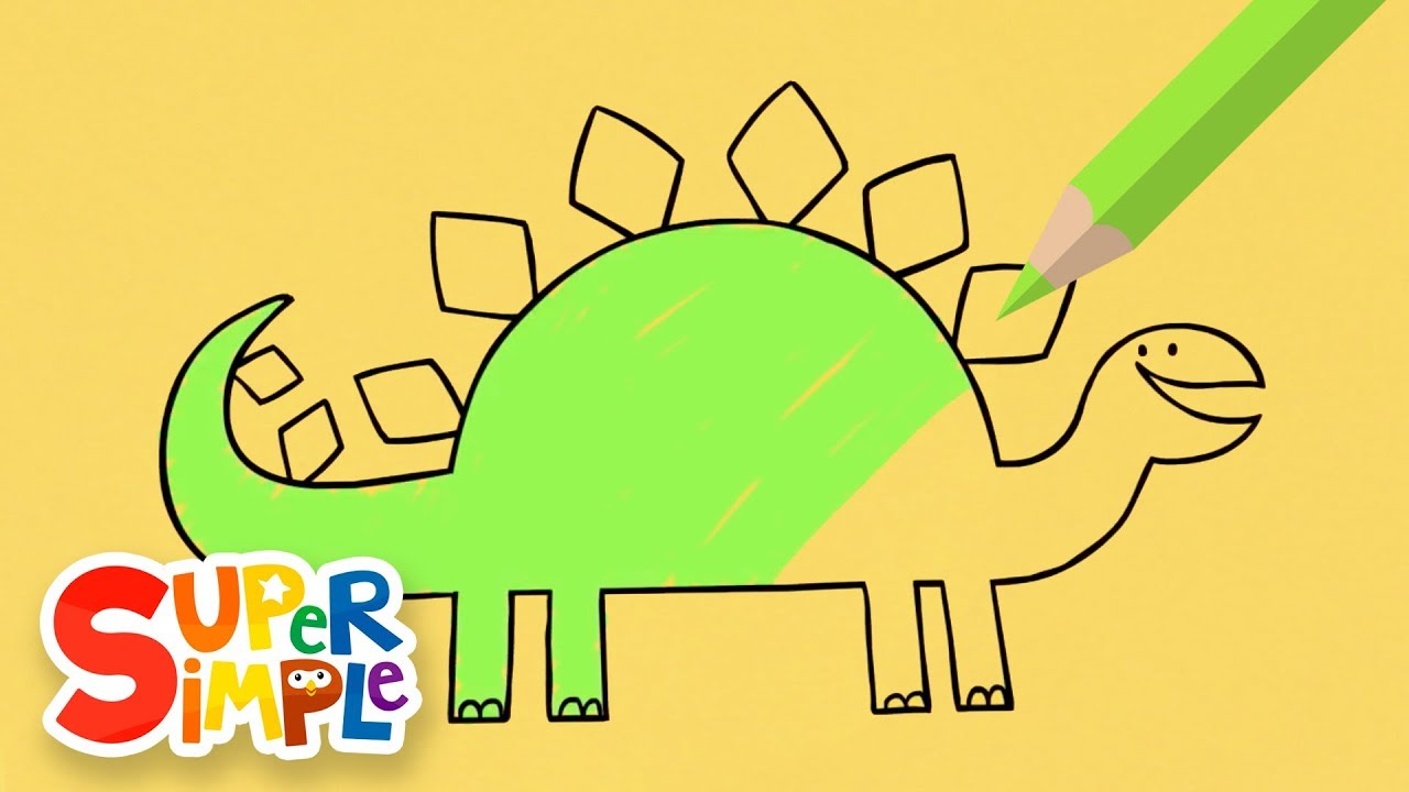 Drawing And Coloring A Stegosaurus | + More Drawings For Kids | Watch & Learn