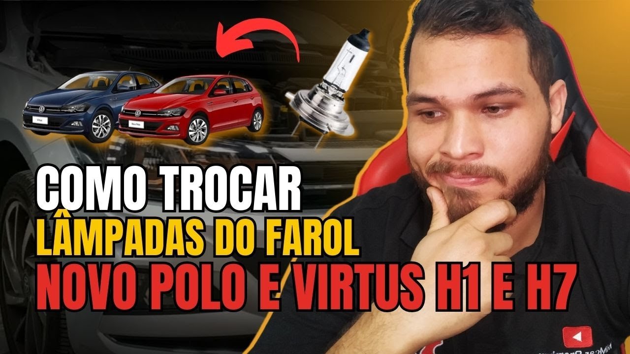 Como trocar as LÂMPADAS do FAROL novo Polo e Virtus H1 e H7 Baixo e Alto