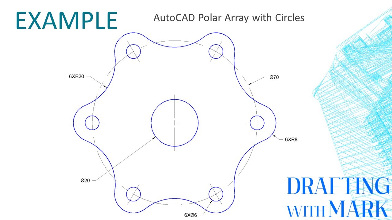 Полярный массив AutoCAD с окружностями