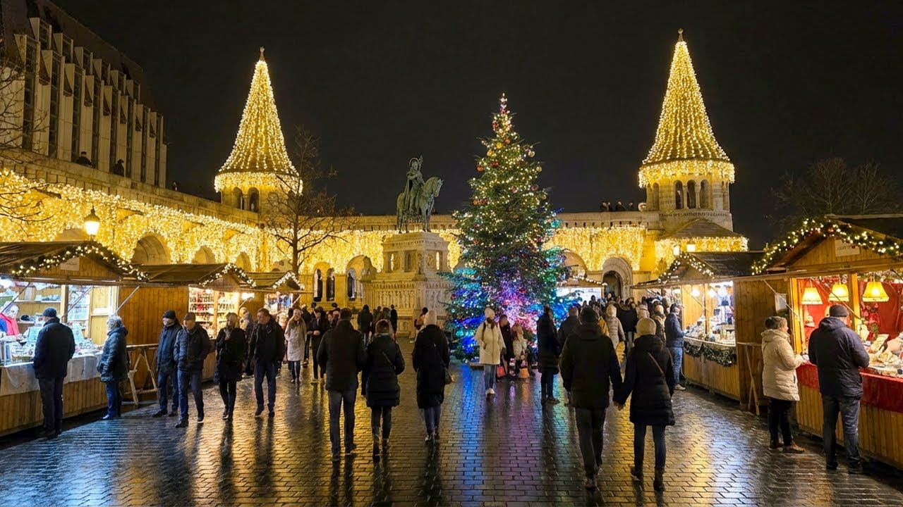 Budapest Fisherman's Bastion Christmas Market 4K Walking Tour 2025