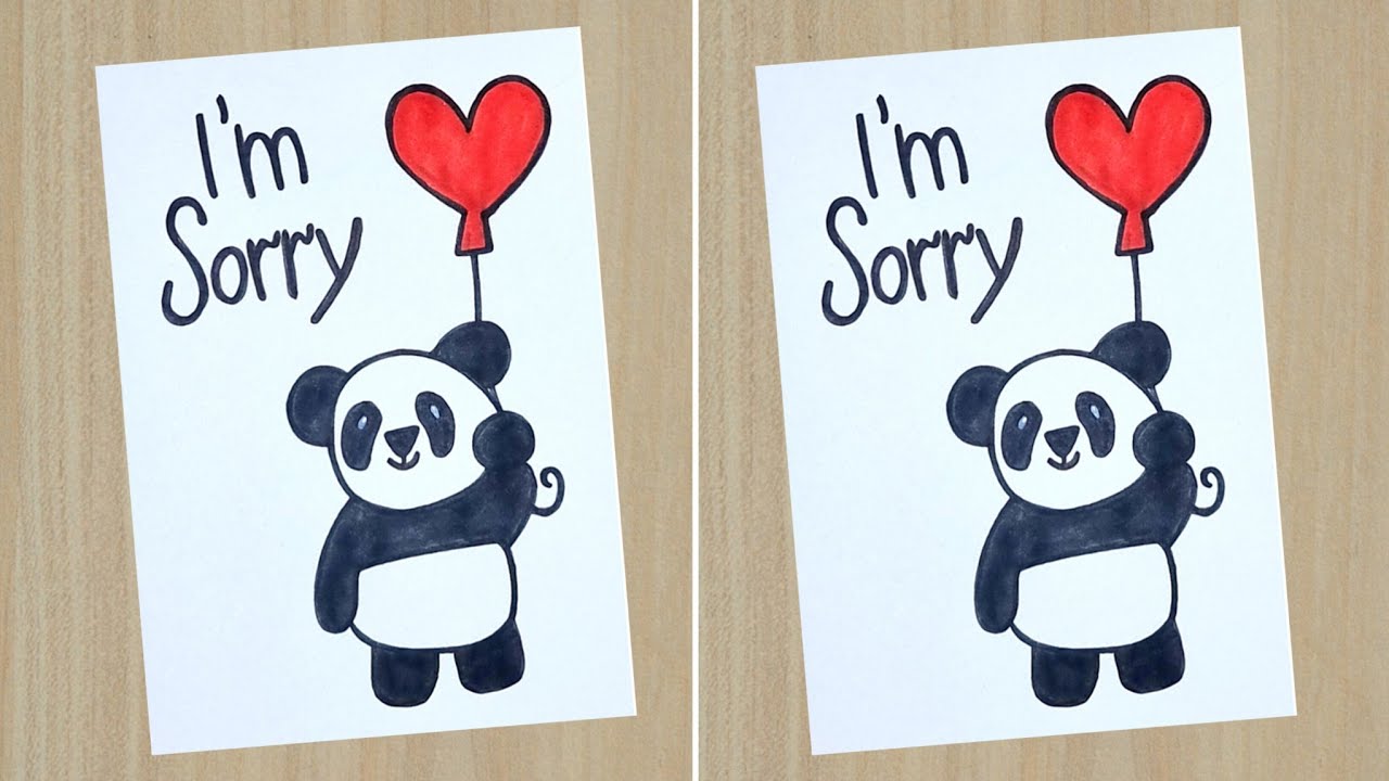 Открытка с извинениями 😐 // Как нарисовать открытку с извинениями для лучшего друга // Урок по со...