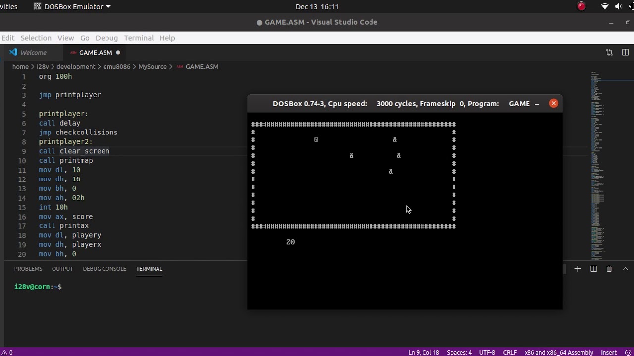 simple x86 assembly game