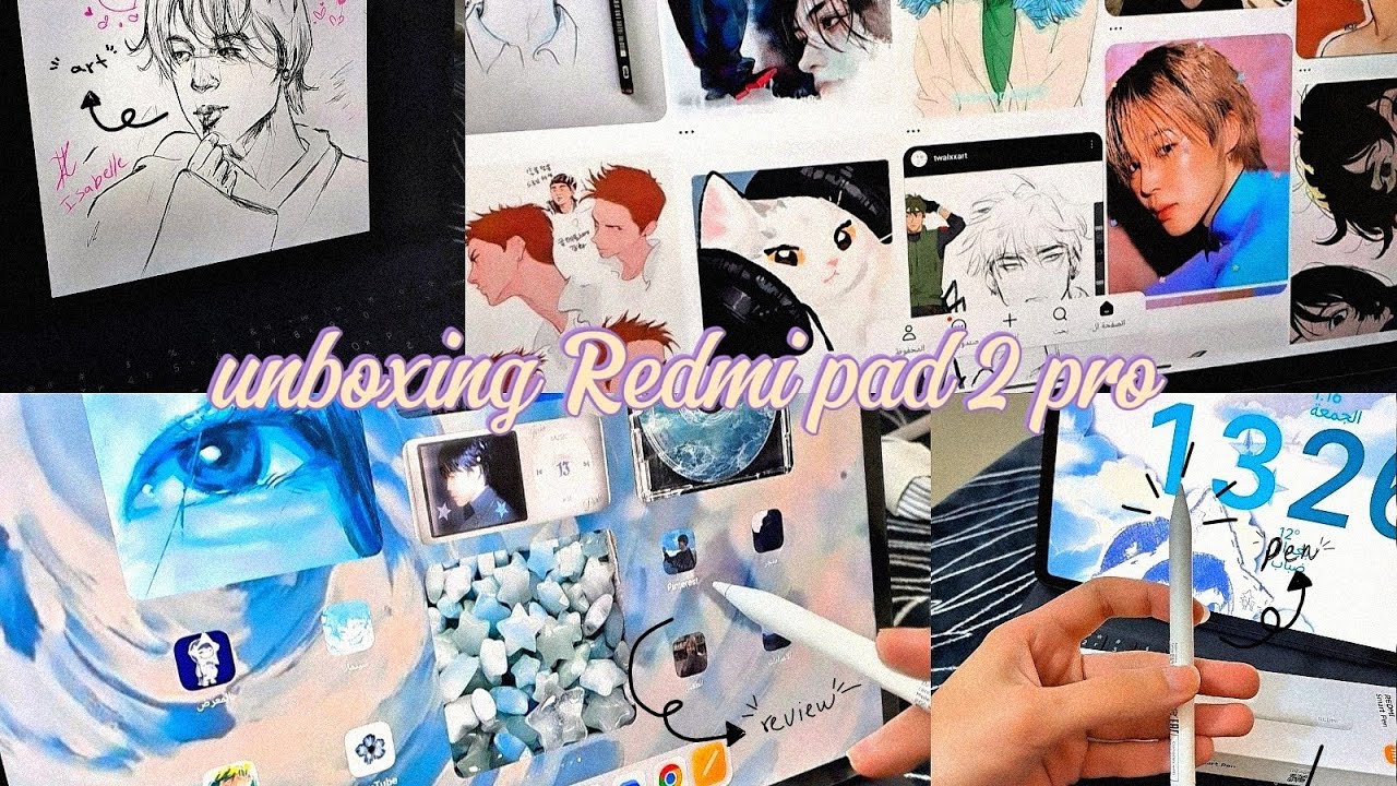 أخيراً اشتريت ايباد للرسم، فتح ريدمي باد تو برو ✨📦 ( ✍️unboxing Redmi pad 2 pro+pen)