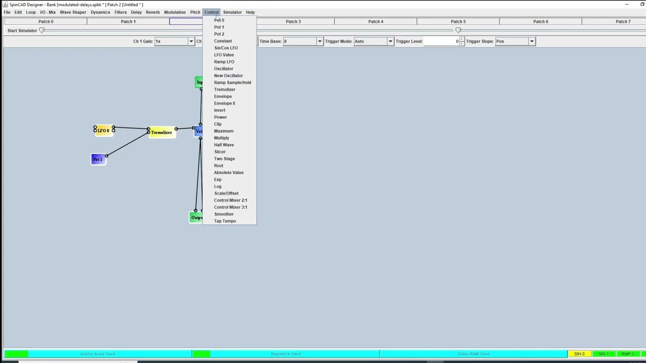Making a tremolo patch for the Spin FV-1 with SpinCAD Designer
