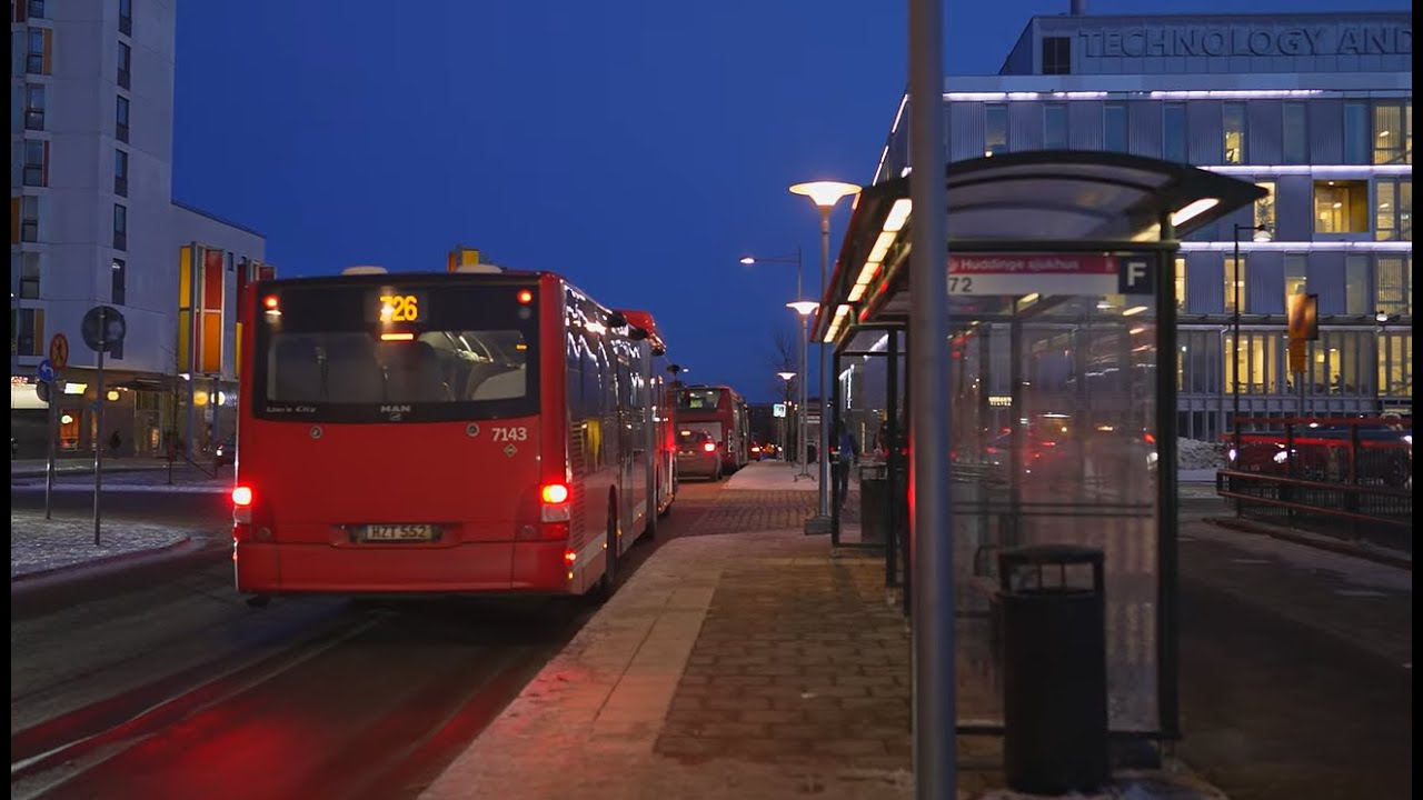 Sweden, Stockholm, bus 726 ride from Fridhemsplan to Huddinge sjukhus