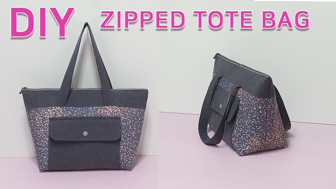 DIY zipped tote bag/tote bag with front pocket/토트백 만들기 [JSDAILY]