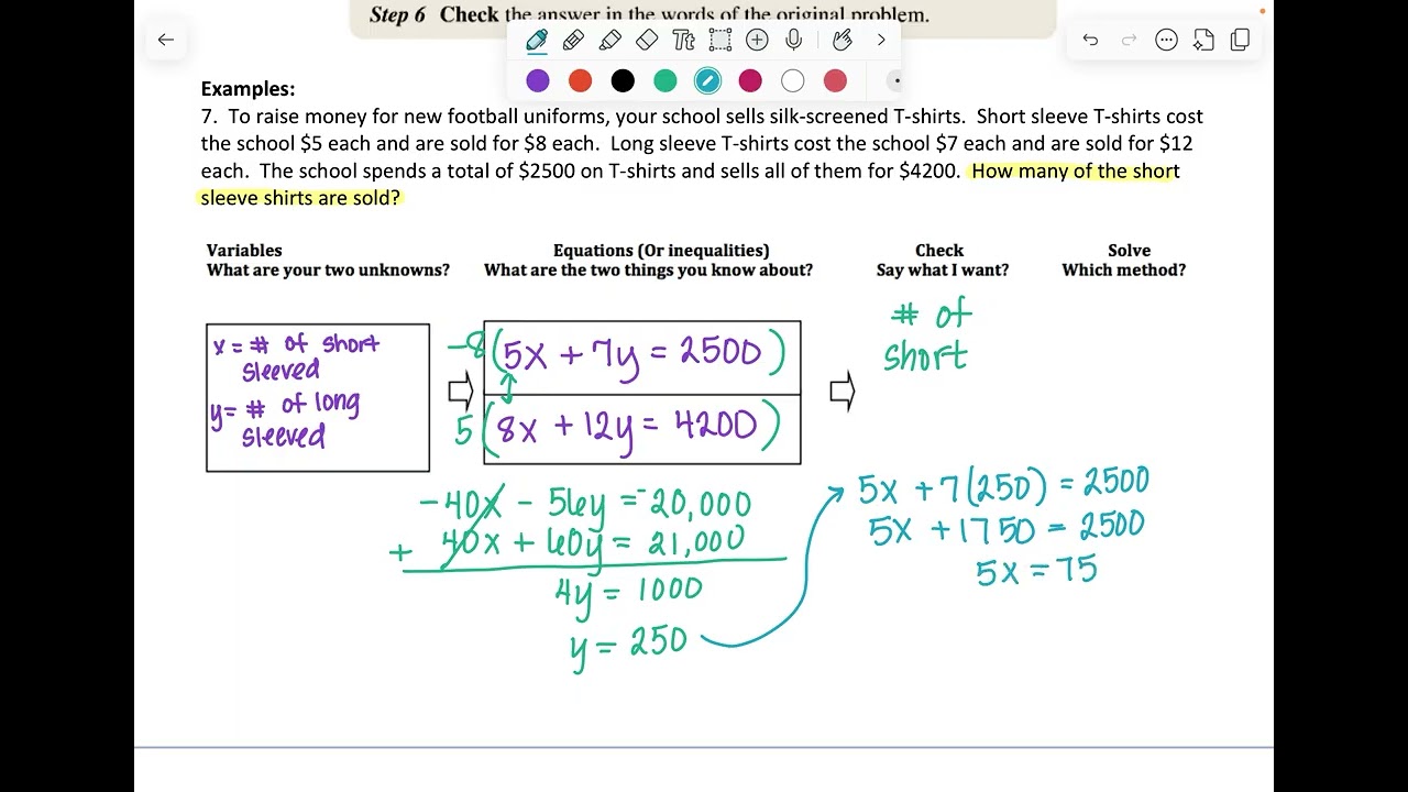 Systems of Equations - Appliatons
