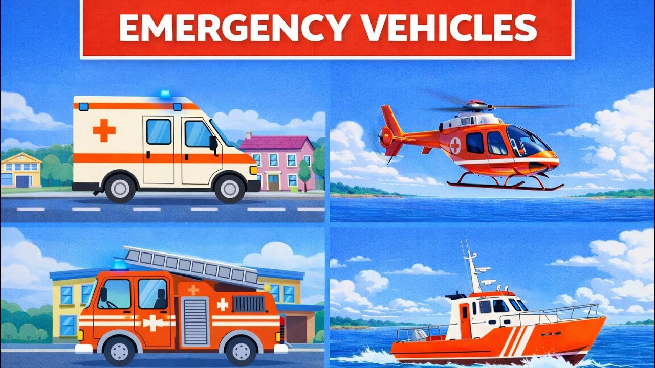 Emergency Vehicles Song 🚑🚒🚓 | Learn Vehicles for Kids