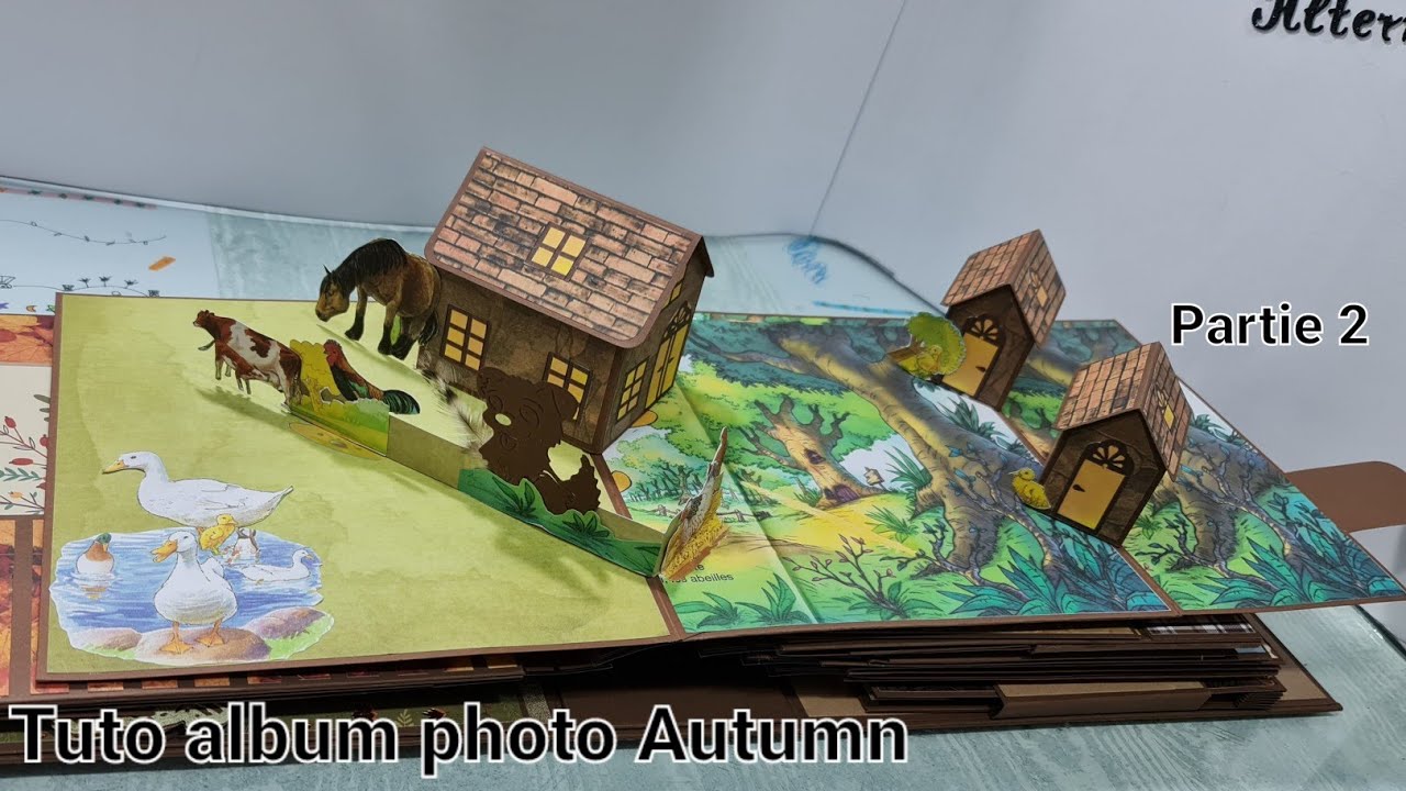 TUTO ALBUM PHOTO AUTUMN. bloc chcolate. POPUP MAISON 🏠. PARTIE 2. SCRAPBOOKING.