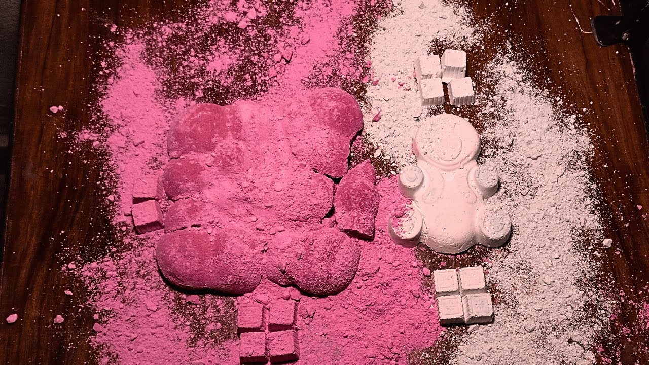Pink Reddish Chalk ASMR 💗 Milky Chocolate Texture & Blue Bear 🧸 | Soft Bubble-Style ASMR | Long Vide