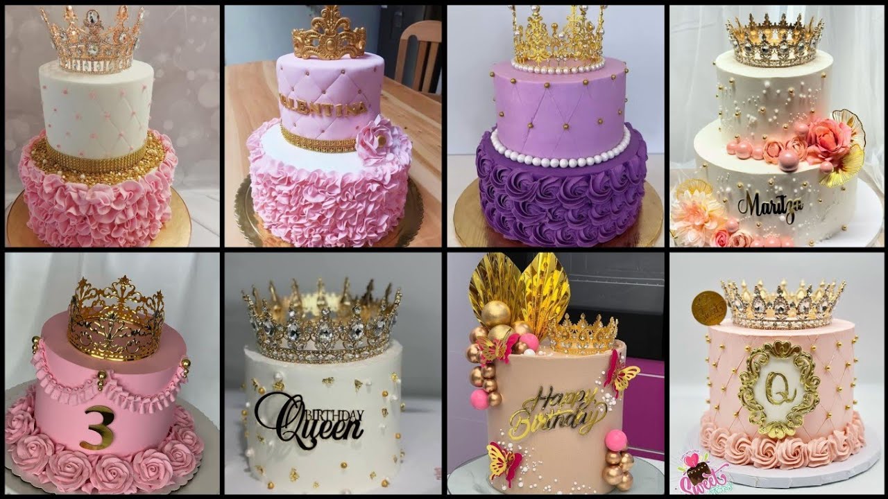 Pretty Pink Girls Birthday Cake Design | 50+ Crown Theme Birthday Cake ideas