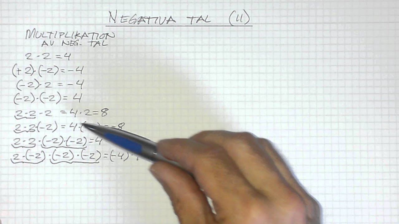 Taluppfattning åk9 Del 5, Negativa tal (II), multiplikation och division