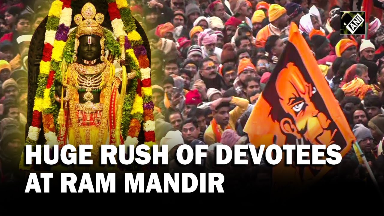 Heavy rush outside Ayodhya Ram Mandir as sea of devotees gather to offer prayers