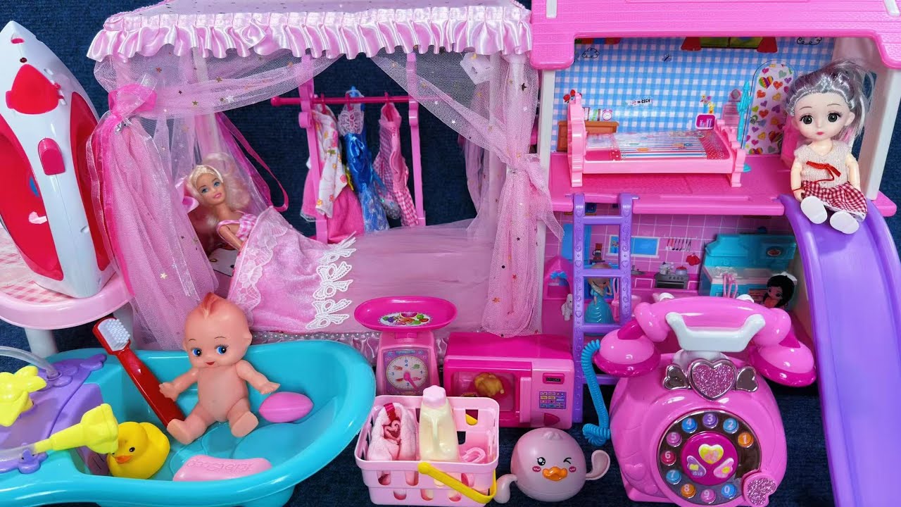 14 Minutes Satisfying with Unboxing Barbie Princess Bedroom Dress Up Playset ASMR | Review Toys