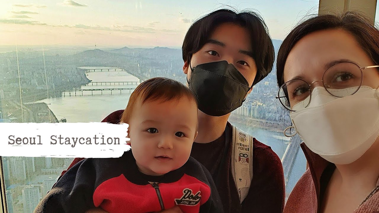 [국제커플]롯데타워(서울스카이) 구경: 미세먼지 없는날  [feat. 롯데호텔월드 한실 스위트 호캉스] Family Staycation in Seoul
