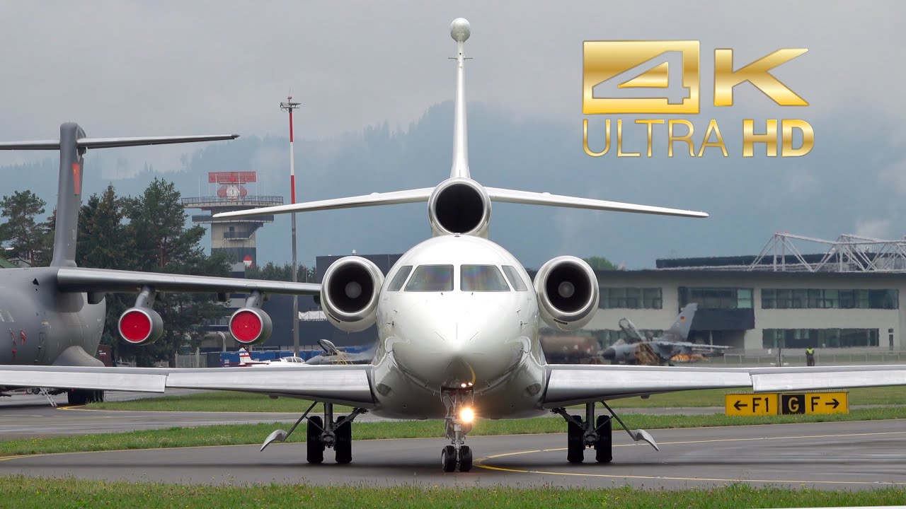 (4K) Dassault Falcon 7X Belgian Air Force OO-LUM departure at Zeltweg Hinterstoisser Air Base LOXZ