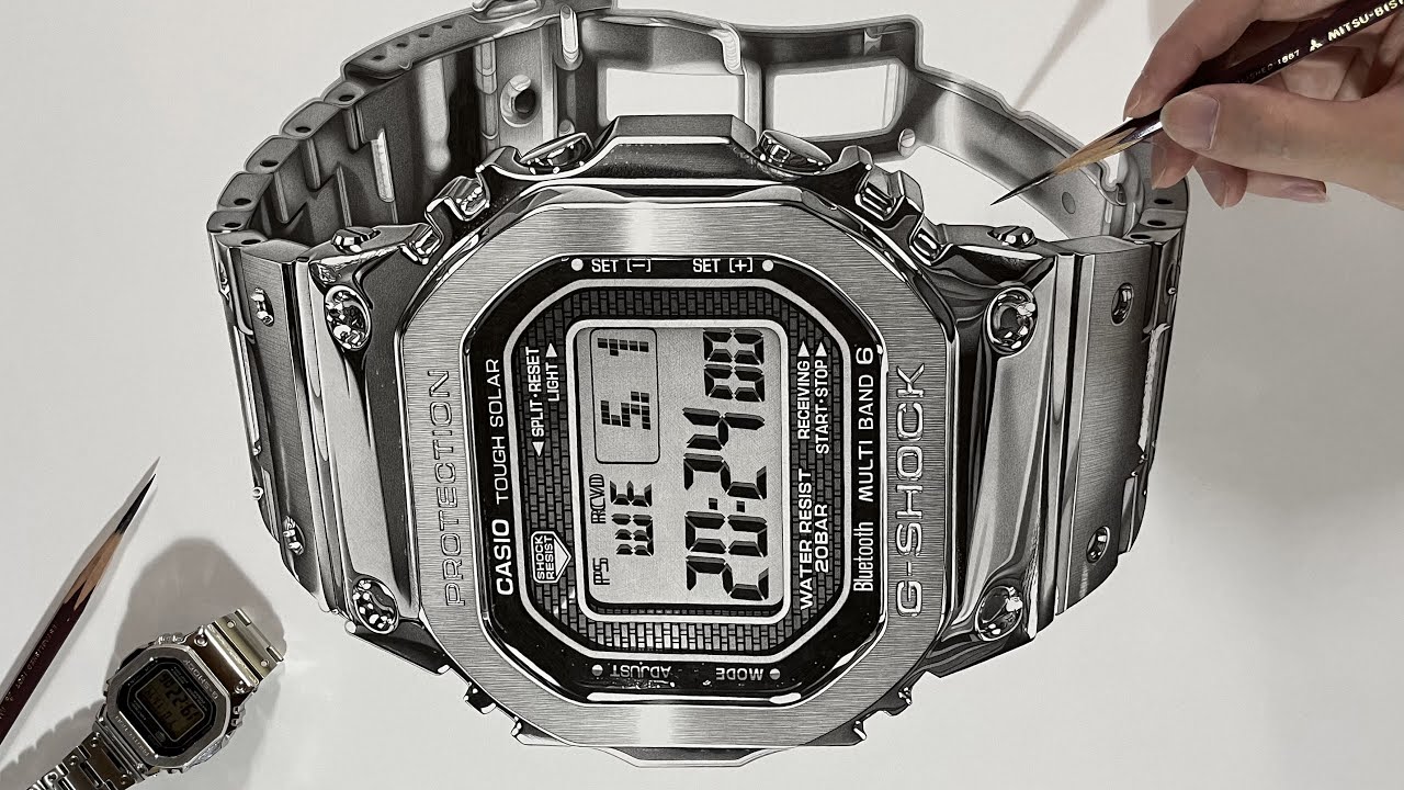 鉛筆画 G-SHOCKの腕時計 描いてみた 1 / Pencil Drawing a G-SHOCK Watch