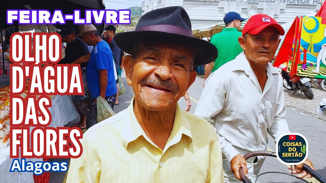 Na feira-livre de Olho D'Água das Flores mostrando as pessoas e produtos.