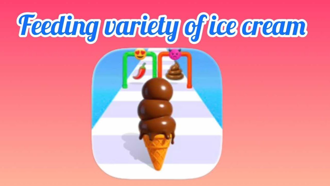 Playing feeding variety of ice cream to the fat man