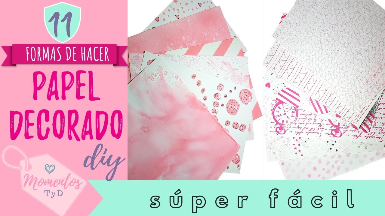 como hacer papel decorado de scrapbooking facil diy