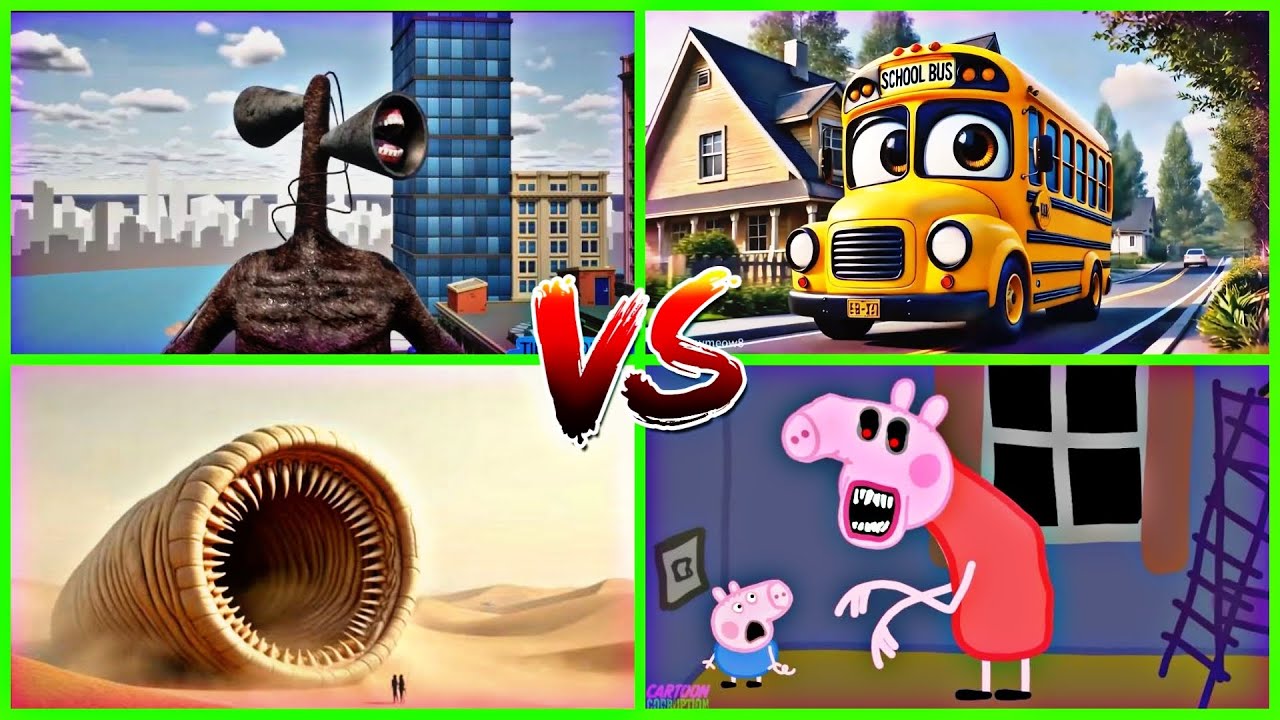 SCARY PEPPA PIG 🆚 SCHOOL BUS MONSTER 🆚 EROSION WORM 🆚 SIREN HEAD - Tiles Hop