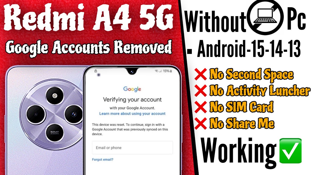 Redmi A4 5G FRP Bypass Redmi a4 google account frp bypass android 13/14/15 без ПК-redmi a4 frp