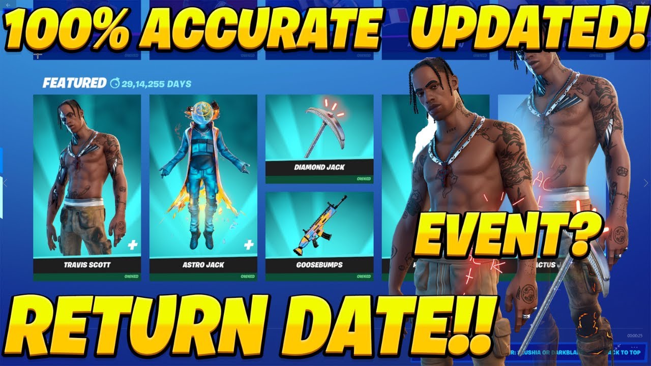 Travis Scott skin RETURN RELEASE DATE! (Travis Scott coming back!)