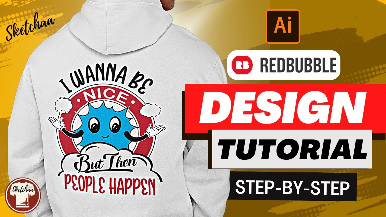 Redbubble Design Tutorial | How to Make a T shirt design in Illustrator | Print-On-Demad Designing