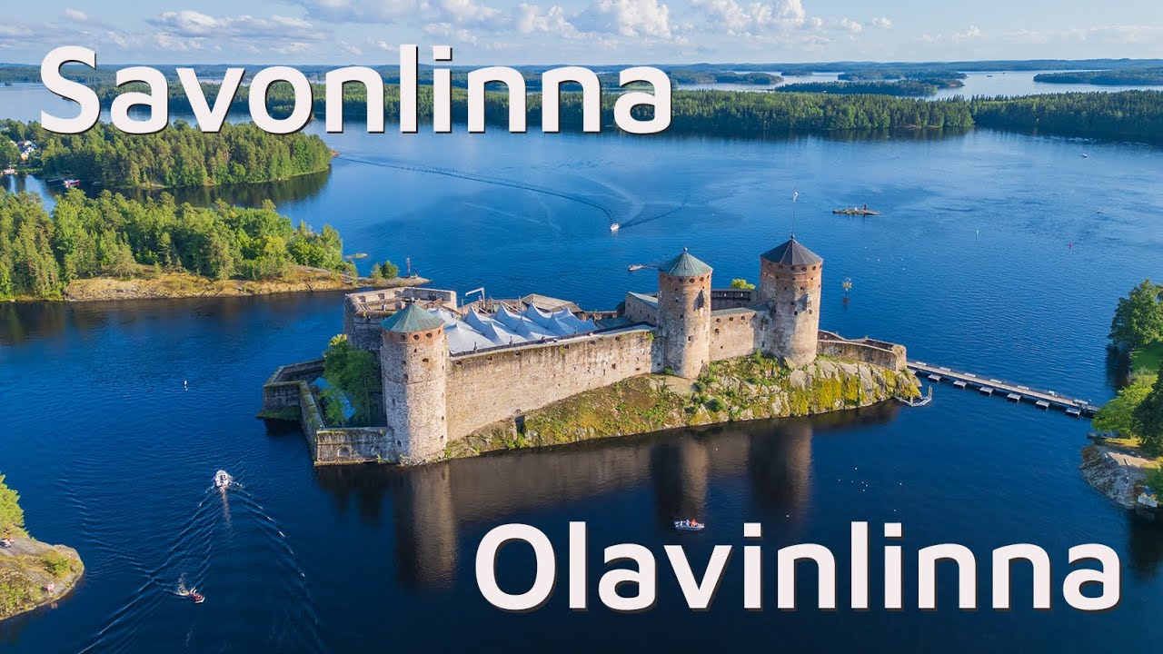 Savonlinna. Burg Olavinlinna. Panoramastraße von Punkaharju. 4K Drone (Footage)