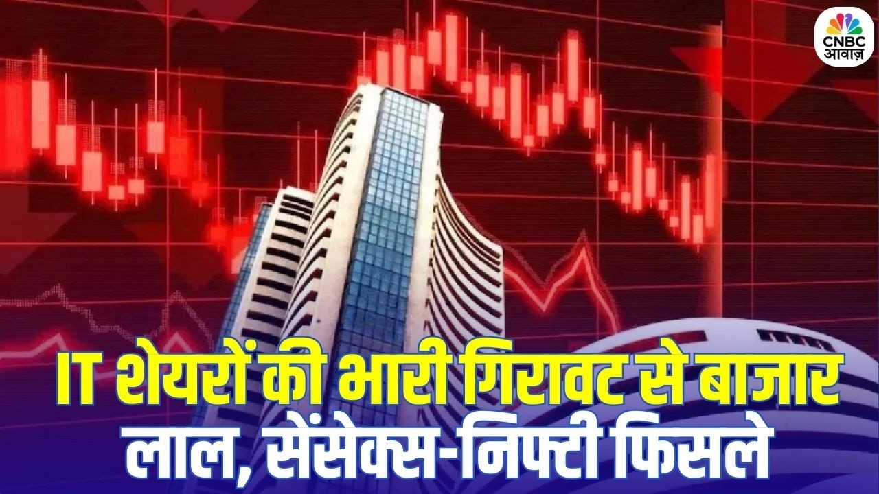 Share Bazar Update: IT शेयरों की भारी गिरावट से बाजार लाल, सेंसेक्स-निफ्टी फिसले | Market Today