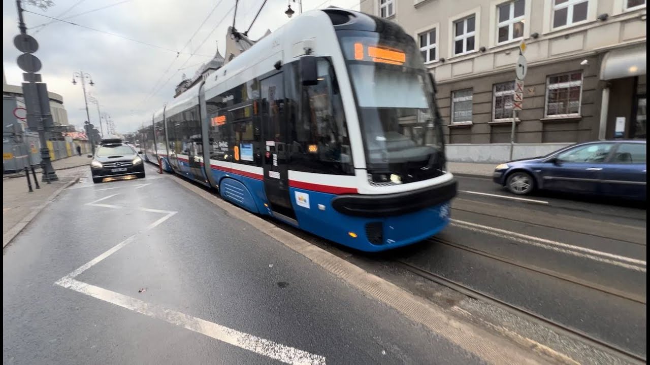 Poland, Bydgoszcz, Tram 8, ride from Plac Teatralny to Fordońska Bałtycka