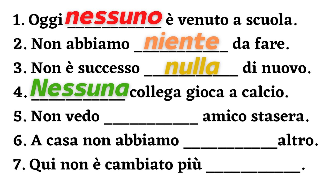 Italian how to use NESSUNO, NIENTE and NULLA | Double negation | A2/B1 | Learn italian free lessons