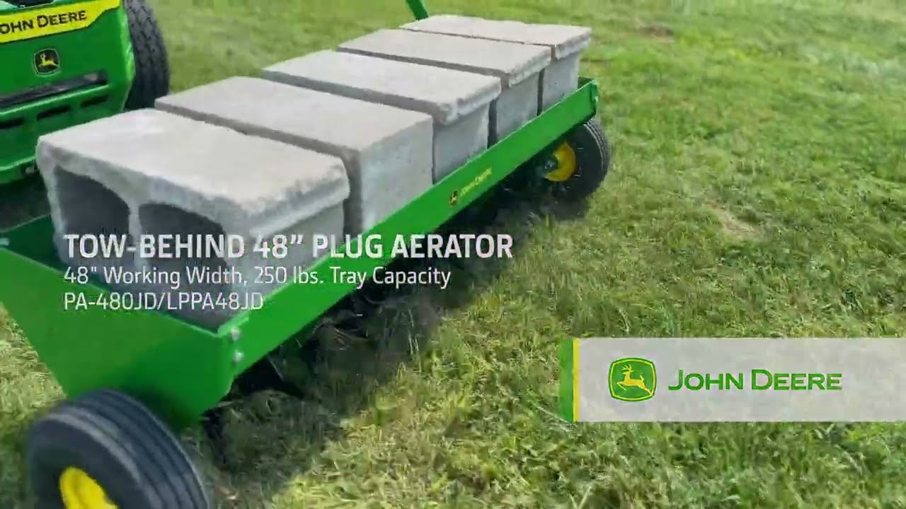 John Deere 48&Prime; Tow-Behind Plug Aerator with Pneumetic Tires | PA-480JD/LPPA48JD