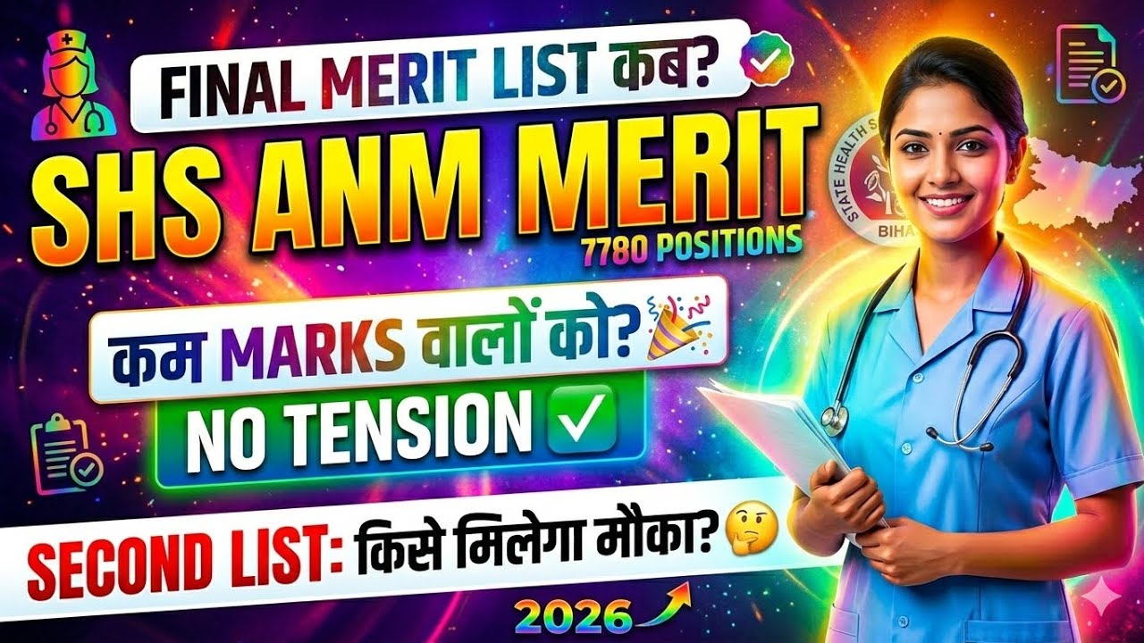Bihar SHS ANM Final Merit List 2026! 😱 कम Marks वालों का भी होगा Selection? ✅ Second List Update!