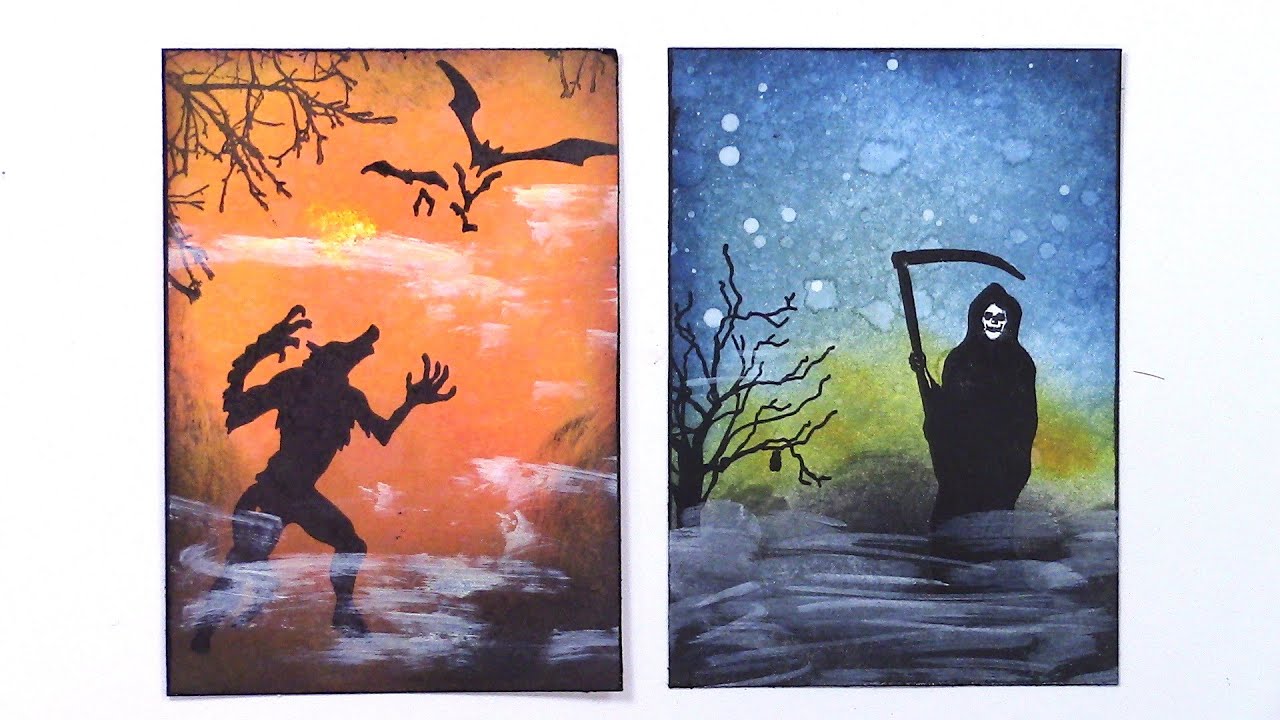 2 ATC - Artist Trading Cards / Künstlersammelkarten # 3 Halloween