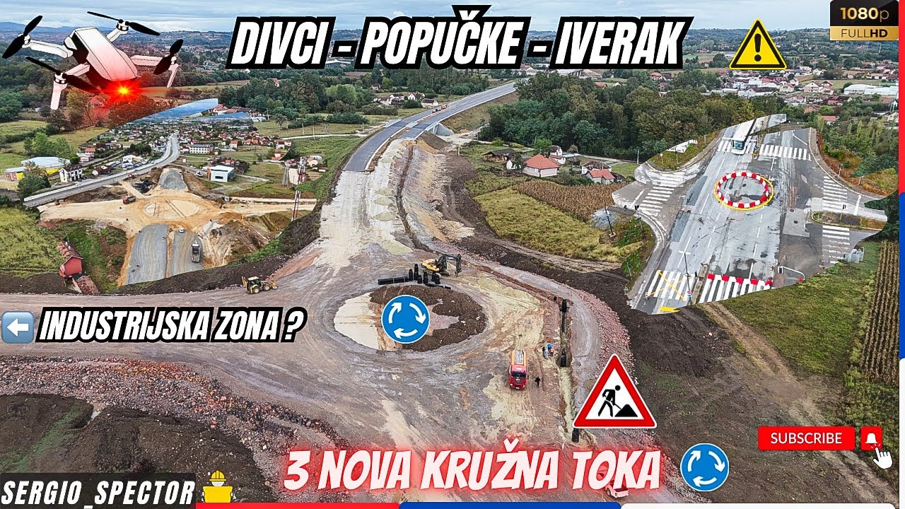 Brza saobraćajnica Lajkovac - Iverak - Valjevo - NOVI KRUŽNI TOKOVI, cela trasa DRONOM #dronevideo