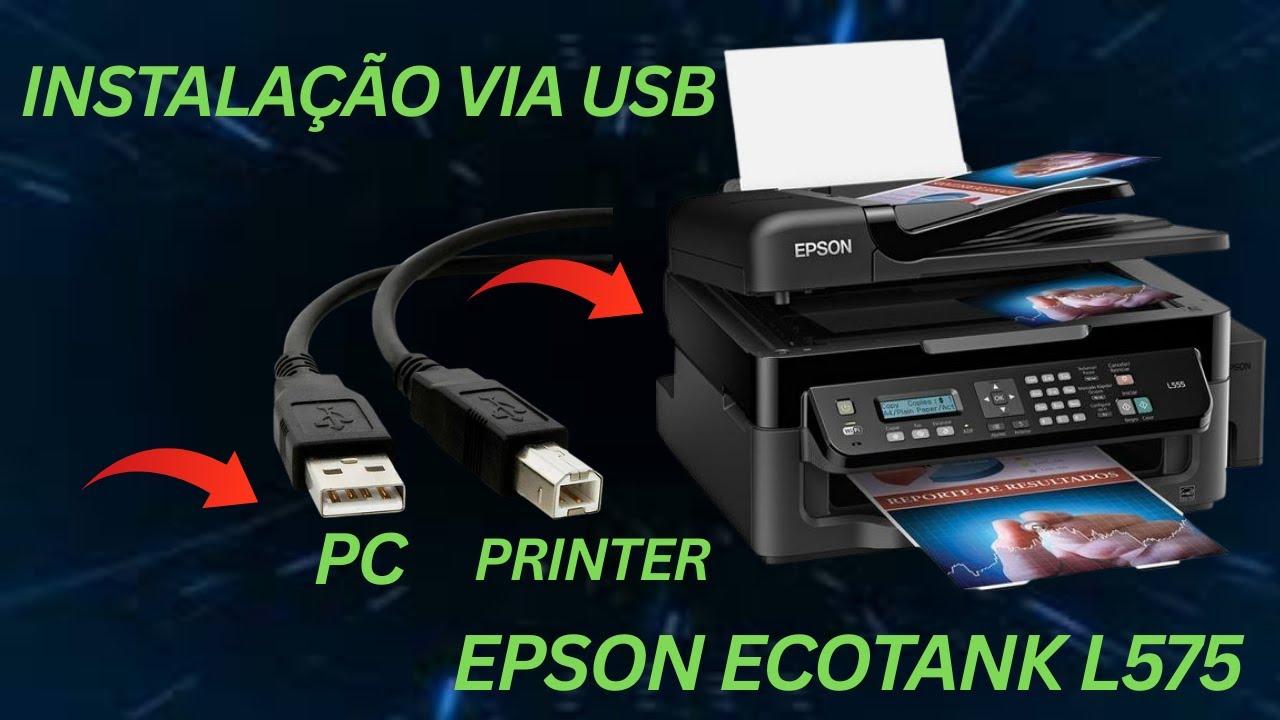 Como instalar a impressora Epson Ecotank L575 via cabo USB (passo a passo)