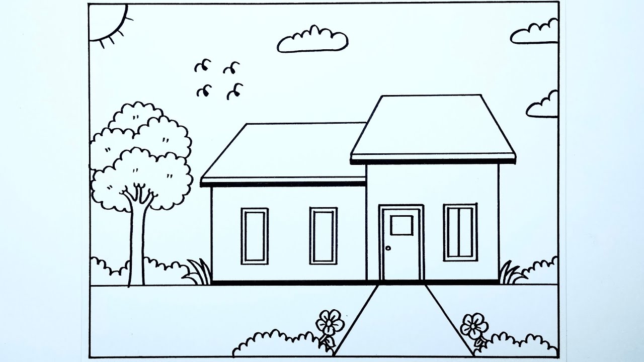 Cara menggambar rumah yang bagus tapi mudah - Gambar rumah yang mudah