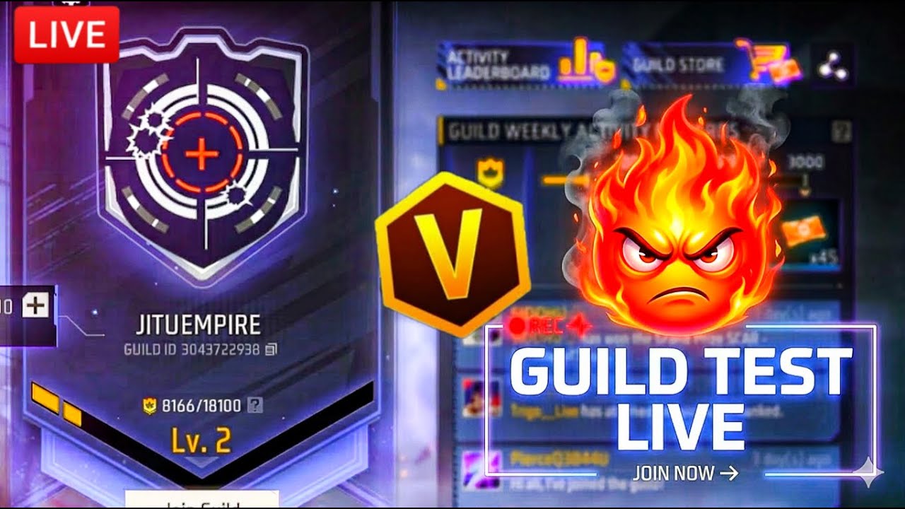 Free Fire Guild Test Live 1VS4 | Pc + Mobile Guild Test !! #fflive #shortfeed