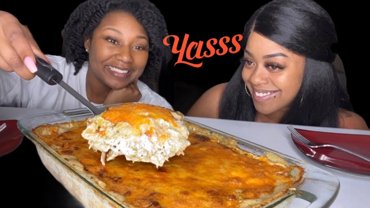 SCALLOPED POTATOES W/ CHICKEN & BROCCOLI MUKBANG  먹방 EATING SHOW| ONLY FANS 👀🥴