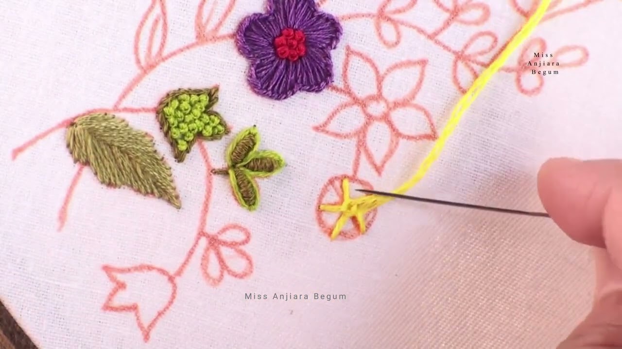 Borderline Design Embroidery Tutorial by Miss Anjiara Begum