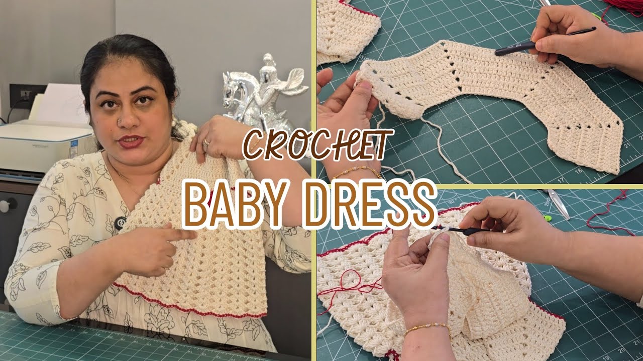 Crochet baby dress tutorial ('0 to 3' months)/Dini shajohn/easy frock/Crochet /baby product 