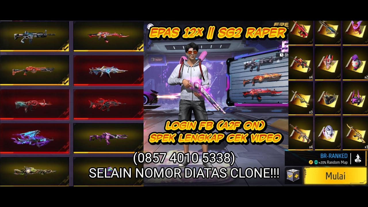 (SOLD) AKUN FF MURAH SG2 RAPER+SKIN SENJATA GG PARAH!!! (PART 194)