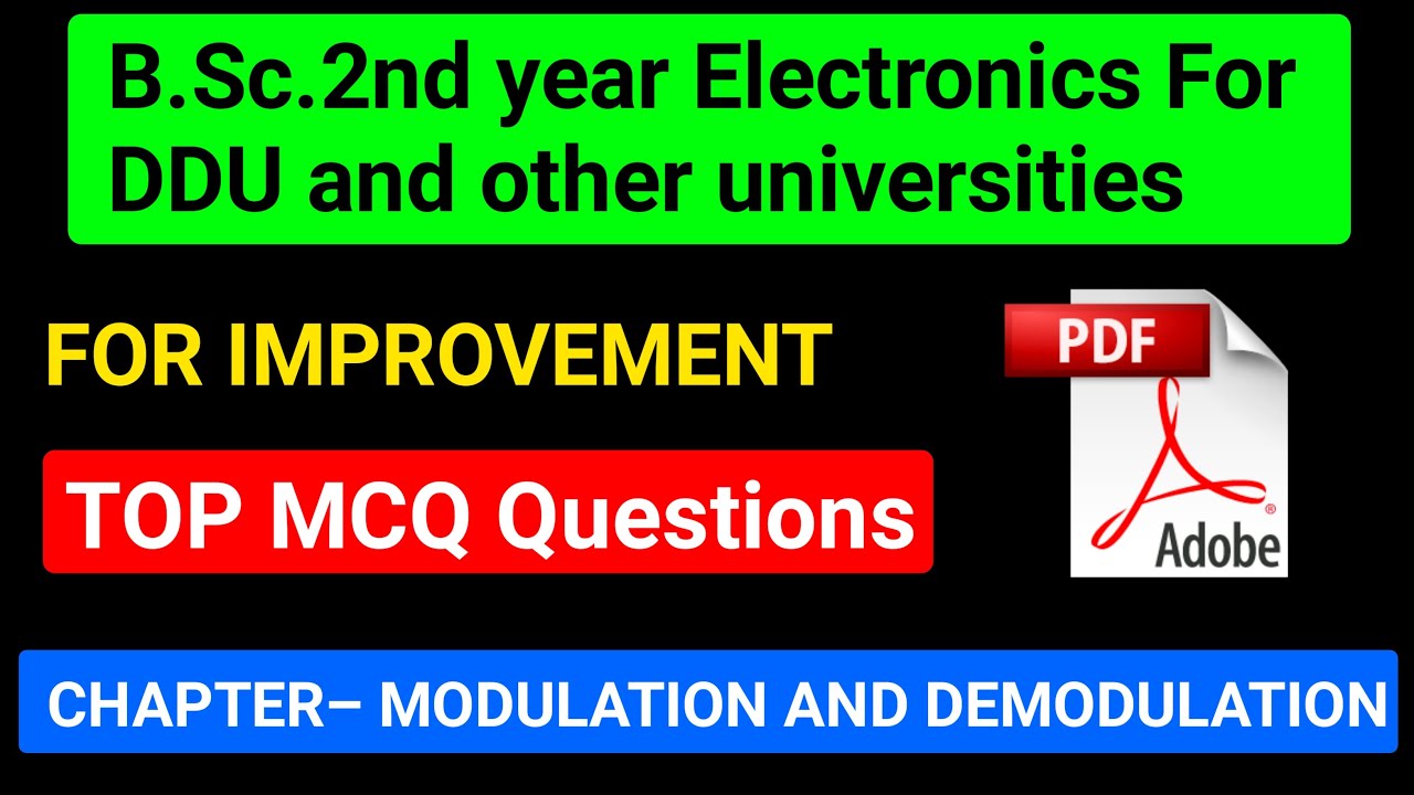 Top MCQ Questions|| For improvement exams||Chapter&ndash;MODULATION AND DEMODULATION||#ddu