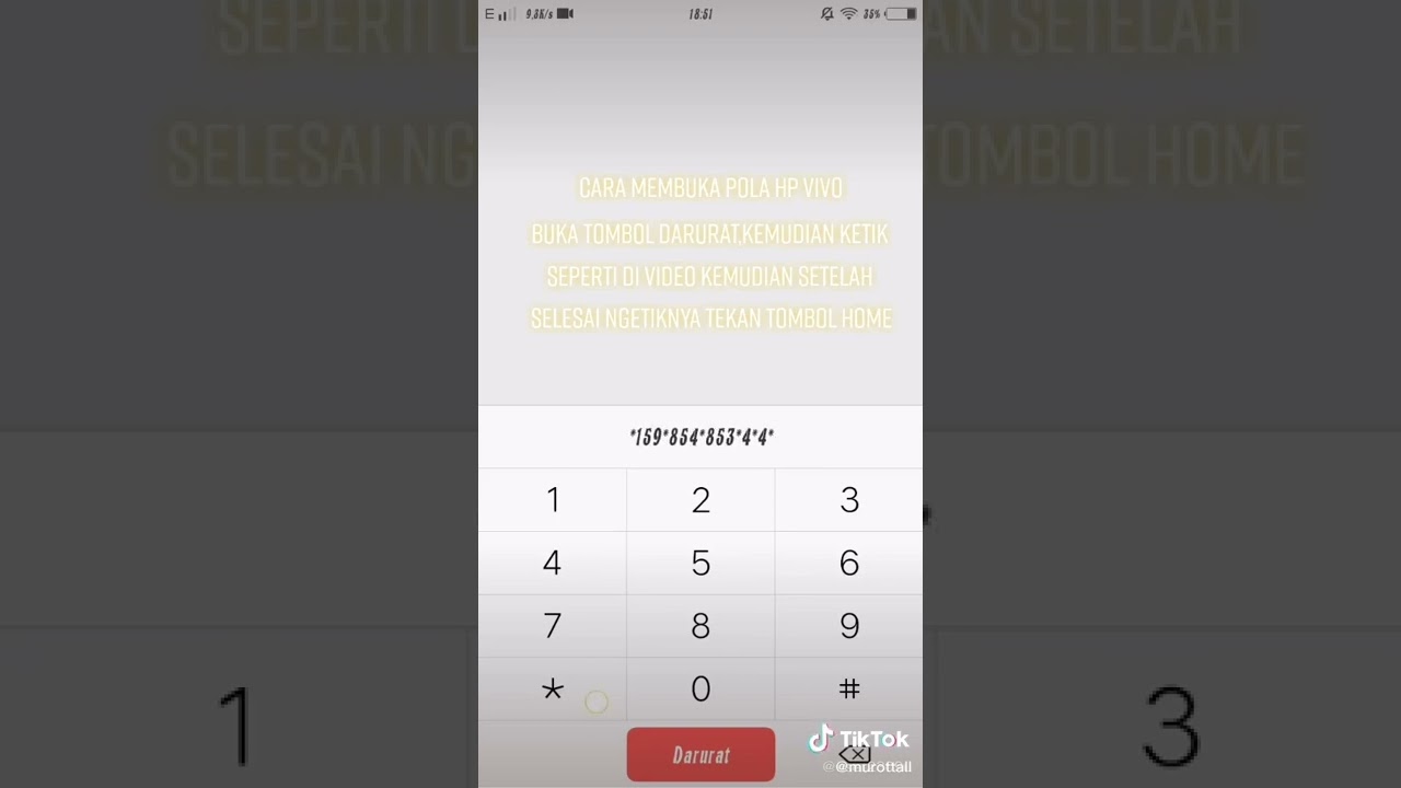 cara membuka pola hp vivo melalui panggilan darurat