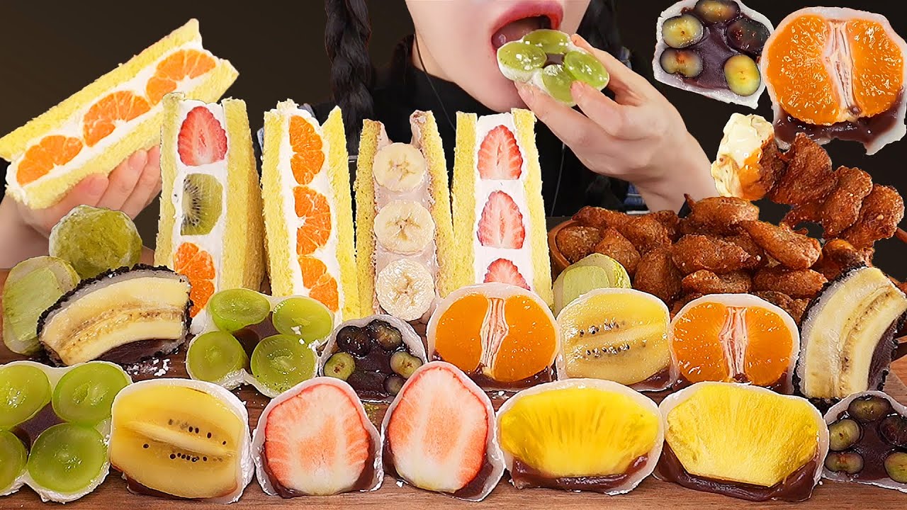 (SUB) ASMR🍓 Сочный фруктовый зефир и фруктовый сэндвич🥝 Картошка фри! 👍 #фруктовыйторт