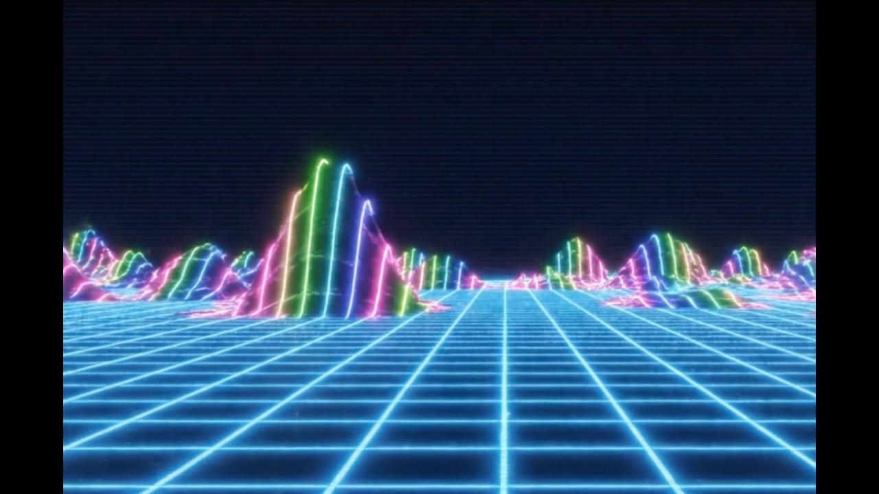 1 HOUR 80s Psychedelic Waves PC Music Glitch Art Screensaver Background