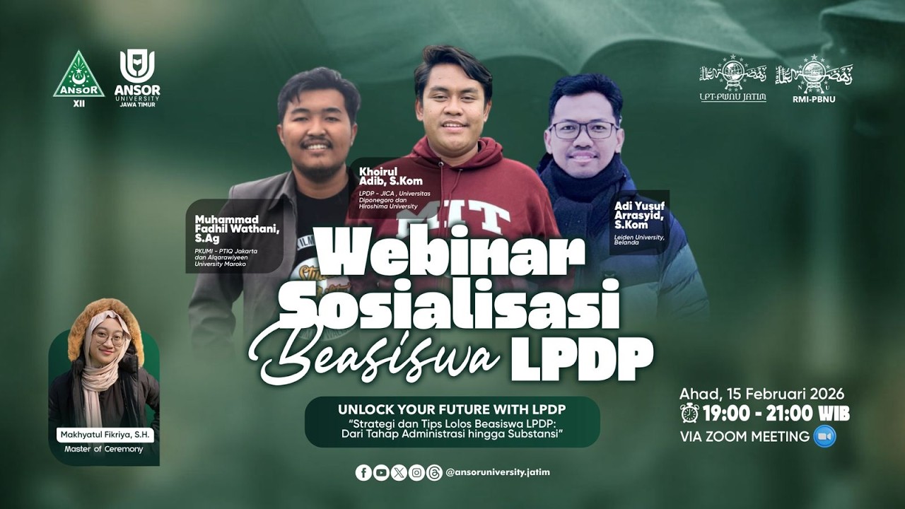 Webinar Sosialisasi Beasiswa LPDP Ansor University Jawa Timur